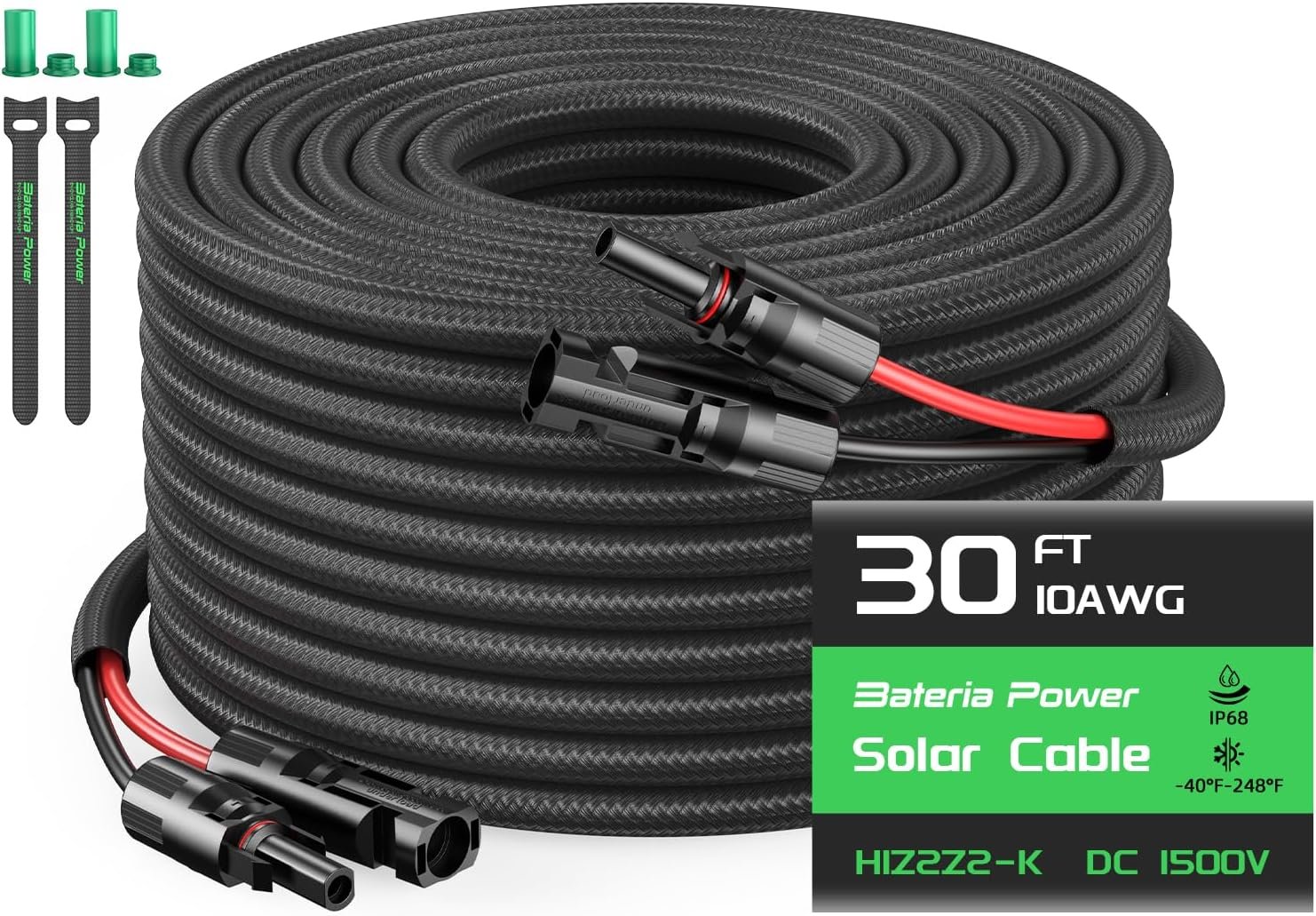 Bateria Power 10AWG 30FT Solar Extension Cable