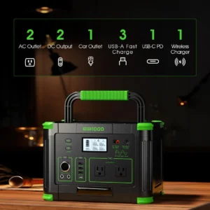 1000W Portable Power Station 999Wh, 120V Pure Sine Wave AC Outlet (2000W Peak), 60W PD USB-C & 10 Ports, Solar Generator for Home Backup, Outdoor Camping, RV, Emergency, Off-Grid Living view 3