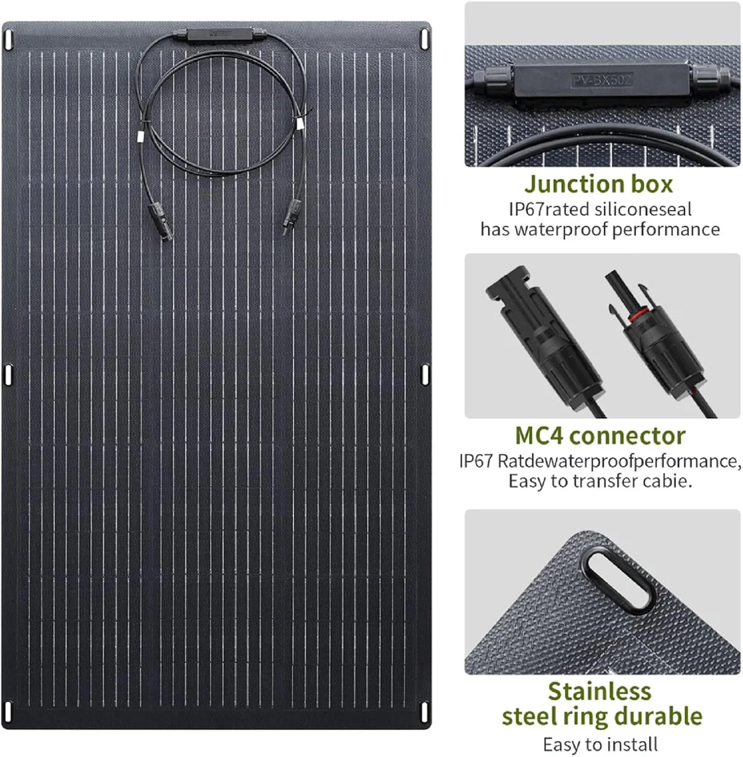 ALLPOWERS SF100 solar panel installed on a curved surface