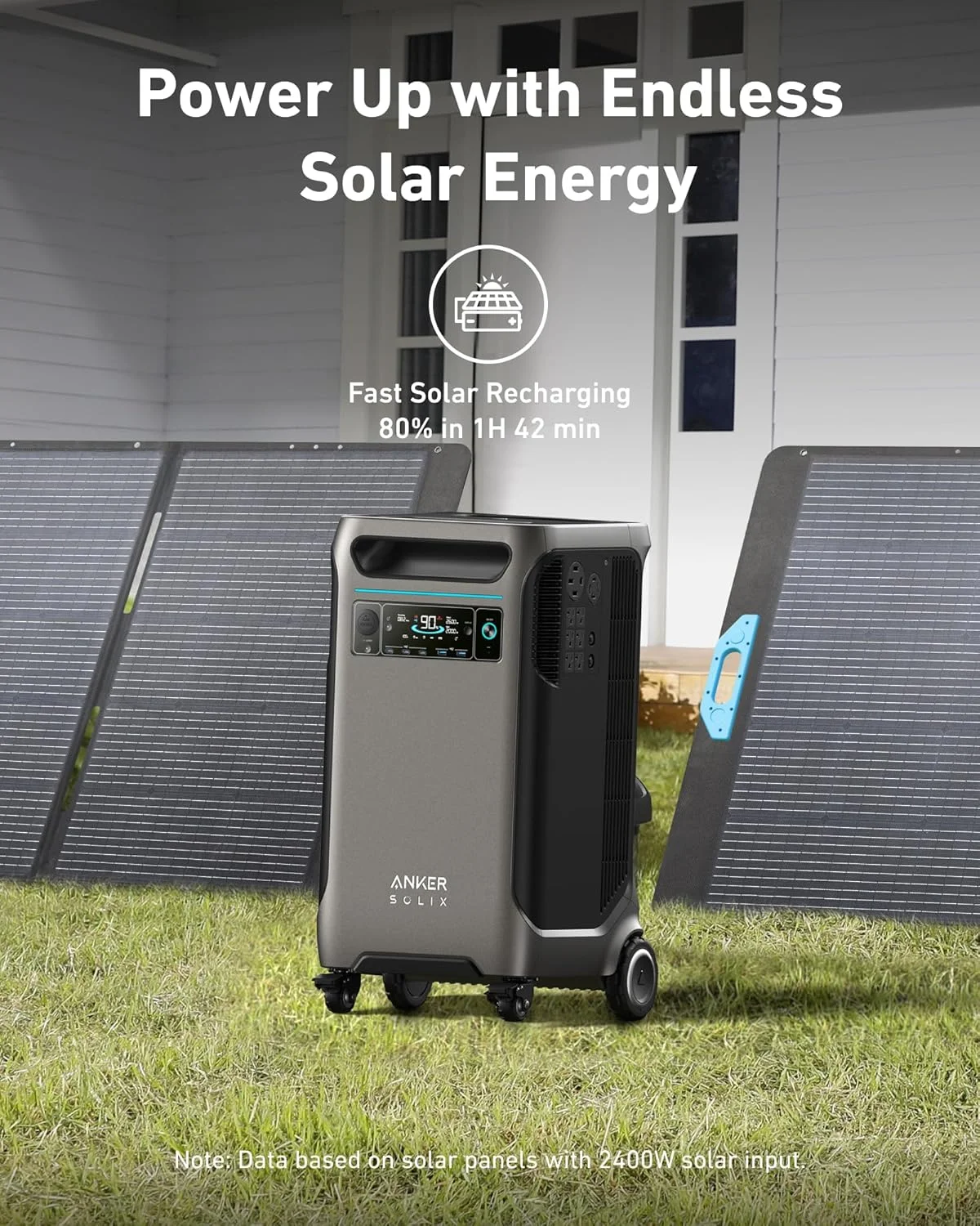 Anker SOLIX F3800 and additional battery packs arranged for a large-scale off-grid power setup