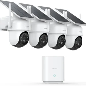 aosu Security Cameras Outdoor Wireless, 4 Cam-Kit, No Subscription Required, Solar-Powered, Home Security Cameras System with 360° Pan & Tilt, Auto Tracking, 2K Color Night Vision, Easy Setup view 1