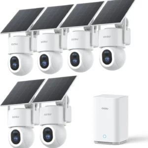 aosu SolarCam D1 Max 6-Cam Kit, 4K Solar Security Cameras Wireless Outdoor, 360° PTZ Auto Tracking & Vehicle Detection, Color Night Vision, No Subscription Required, 1TB Expandable Storage view 1