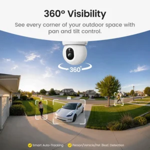 aosu SolarCam D1 Max 6-Cam Kit, 4K Solar Security Cameras Wireless Outdoor, 360° PTZ Auto Tracking & Vehicle Detection, Color Night Vision, No Subscription Required, 1TB Expandable Storage view 7