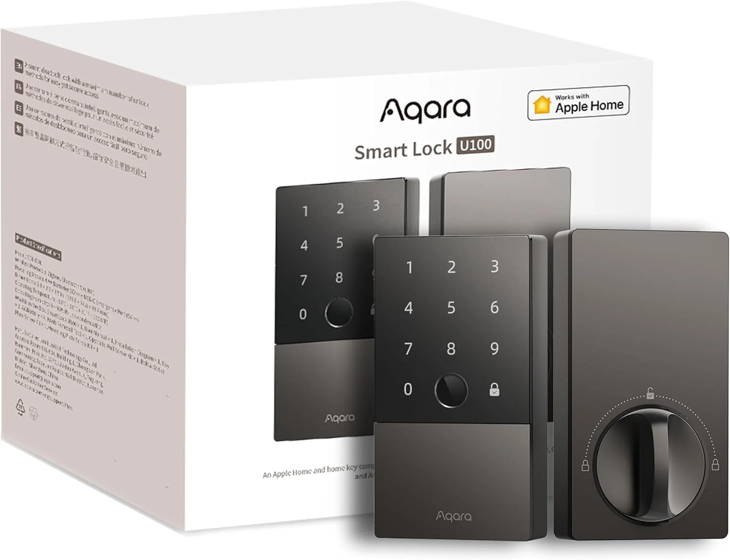Aqara U100 Smart Lock front view showing fingerprint scanner and keypad