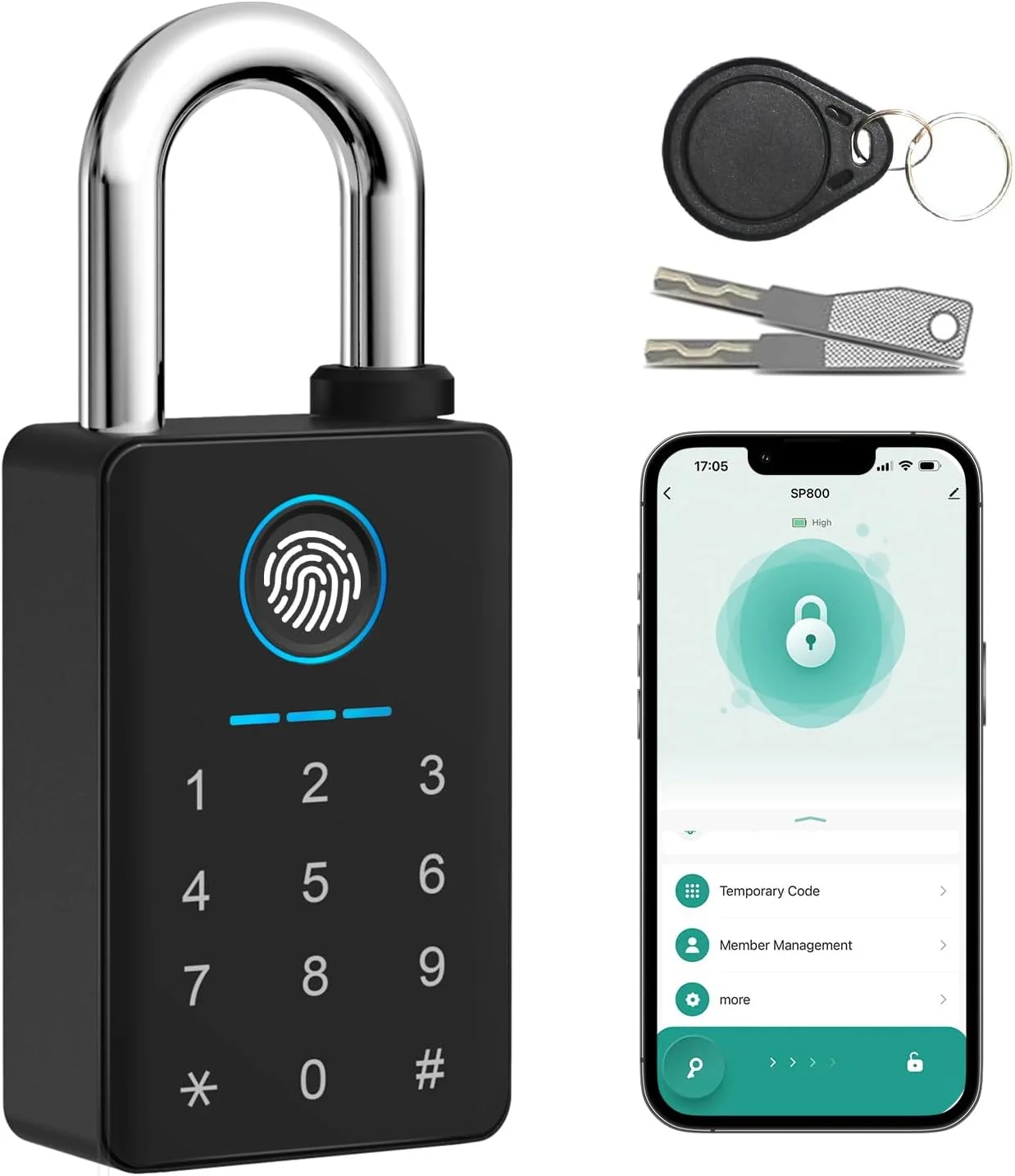 Aurosmart Heavy Duty Fingerprint Padlock showcasing its sleek, modern design with fingerprint sensor.