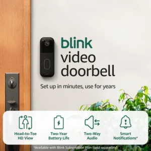 Blink Video Doorbell – Head-to-toe HD view, two-year battery life, and simple setup. Sync Module Core included – System (Black) view 1