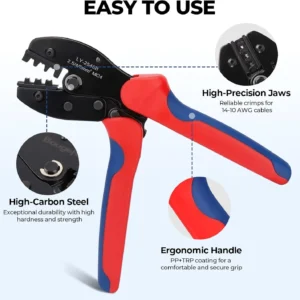BougeRV Solar Crimper Tool Kit - Crimper, 12 Pairs Connectors, 2 Spanner Wrench for 14-10 AWG Solar Panel Cable Wire Crimping PV Assembly and Installation view 3