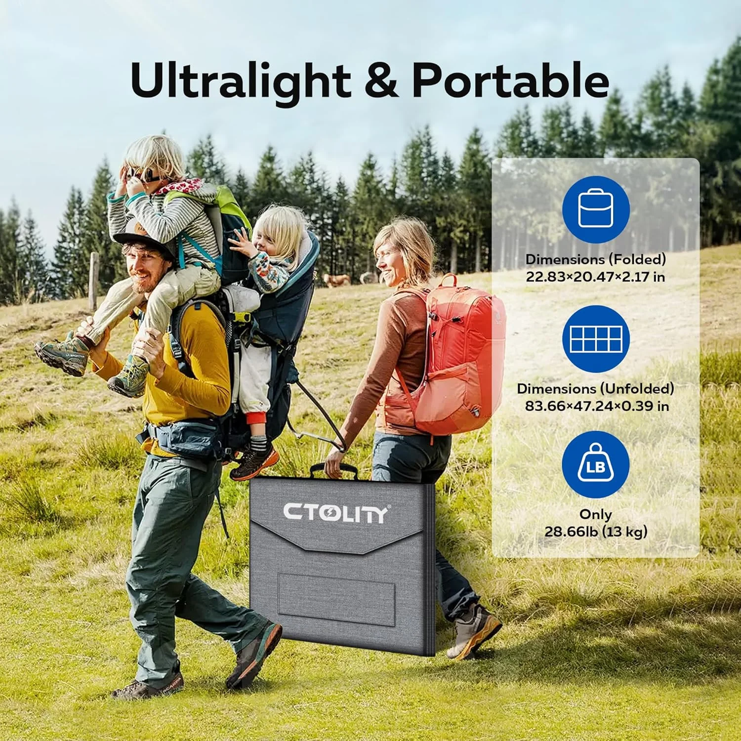 The adjustable kickstands of the CTOLITY 400W Portable Solar Panel