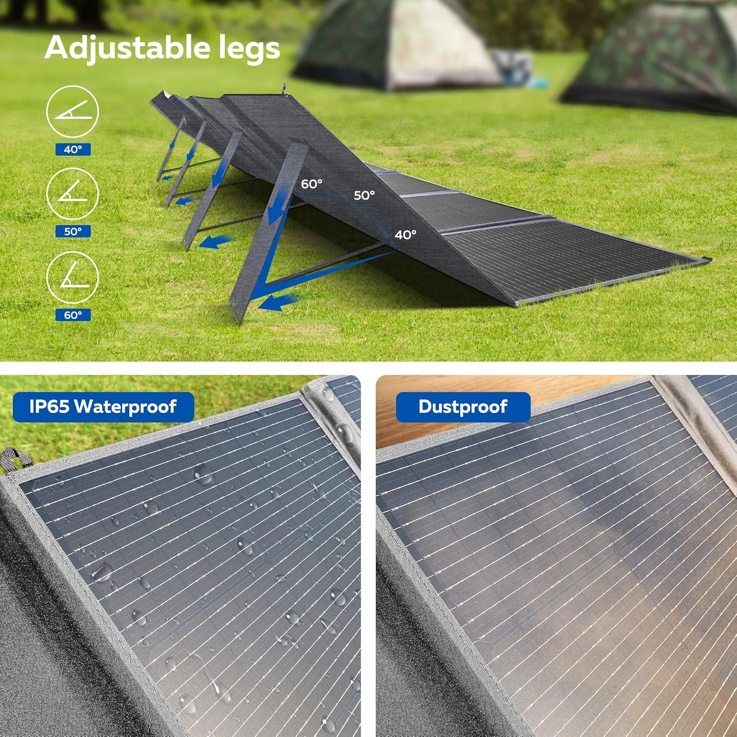The CTOLITY 400W Portable Solar Panel in a slightly overcast outdoor setting
