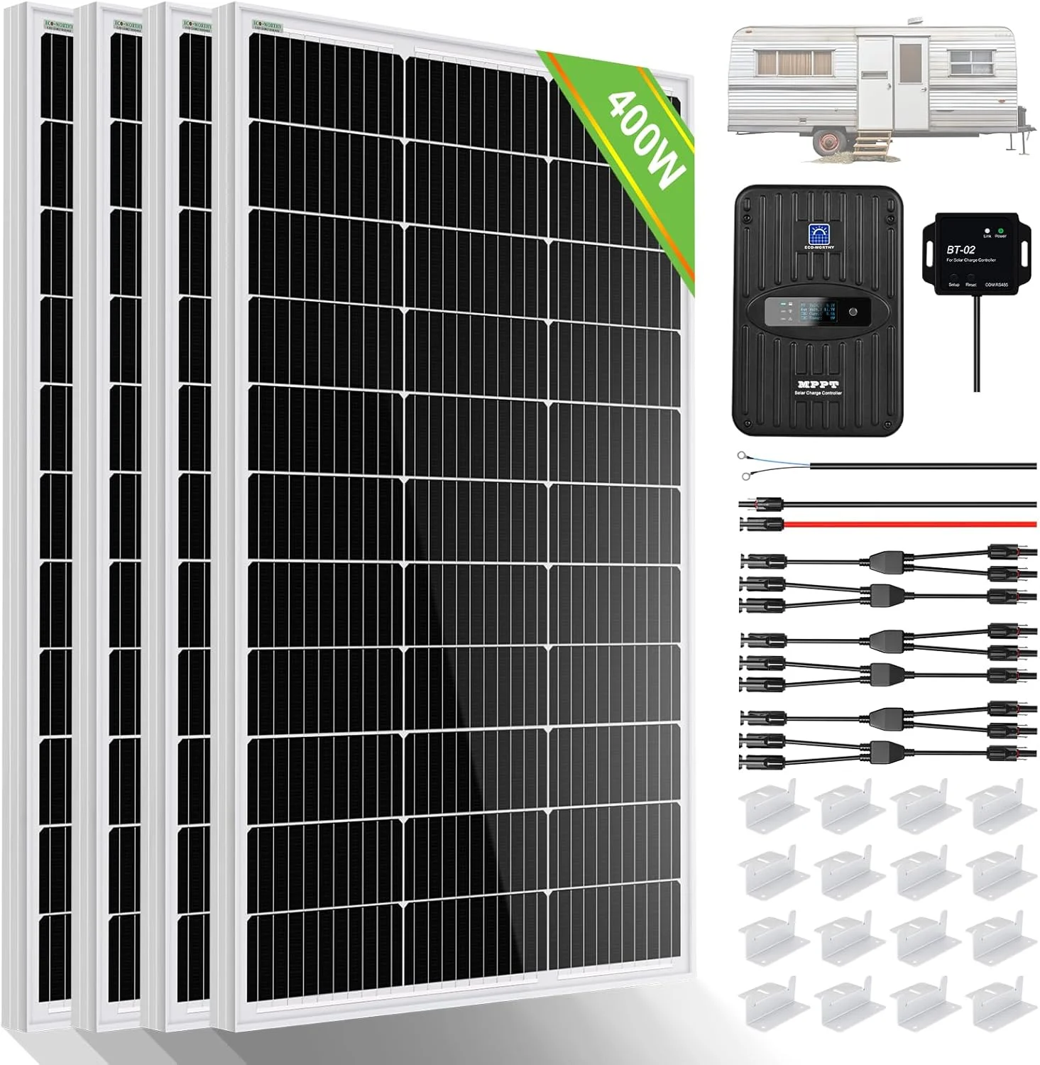 ECO-WORTHY 400W 12V Solar Panel Kit components
