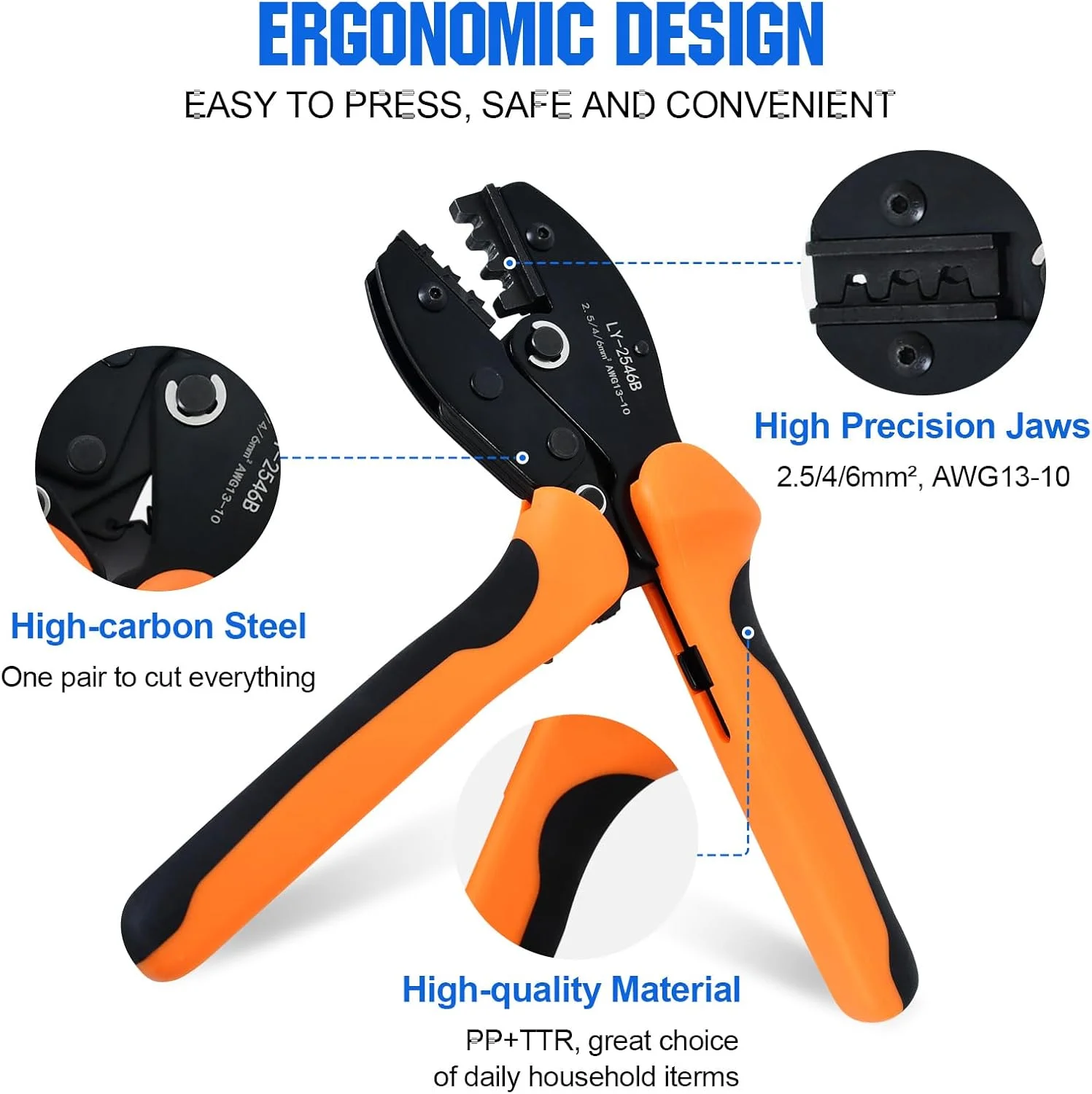 Close-up of the ECO-WORTHY solar crimper tool with high-carbon steel jaws