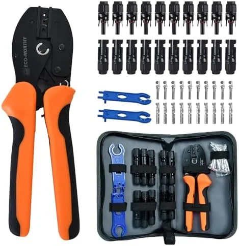 Overview of the ECO-WORTHY Solar Crimper Tool Kit's complete contents
