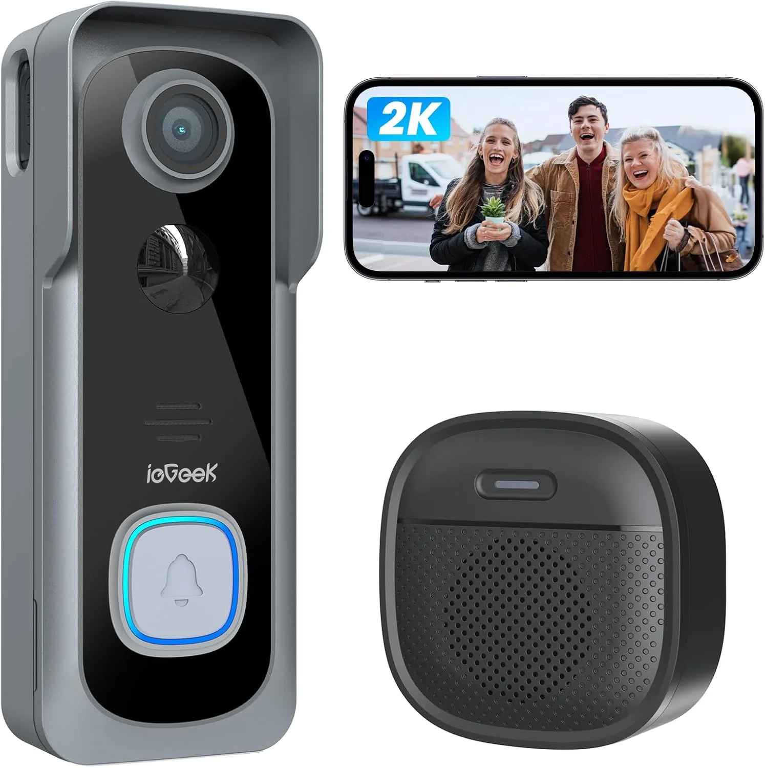 ieGeek Wireless Doorbell Camera 2K HD Video