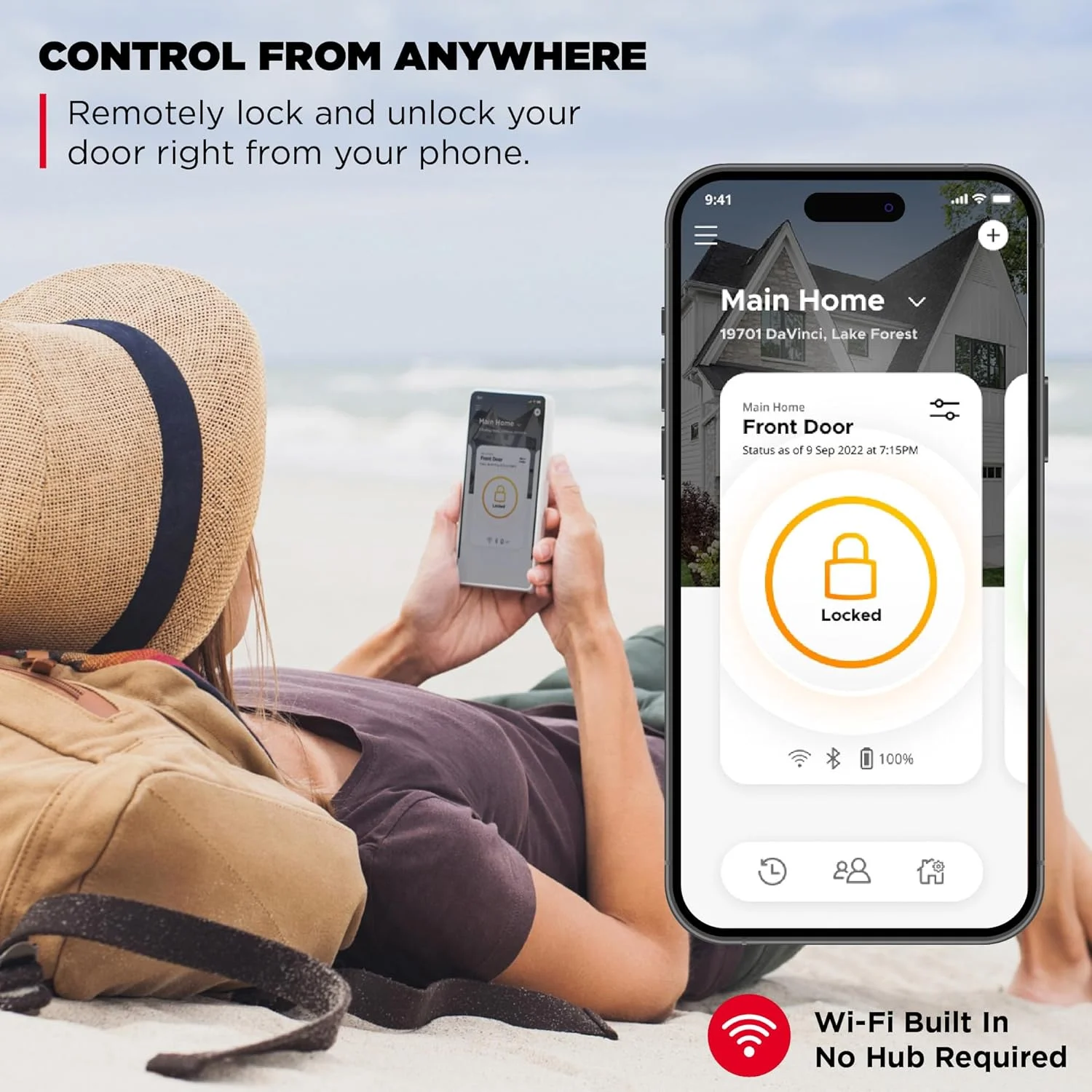 Close-up of the Kwikset Halo Wi-Fi Smart Lock keypad with backlit numbers