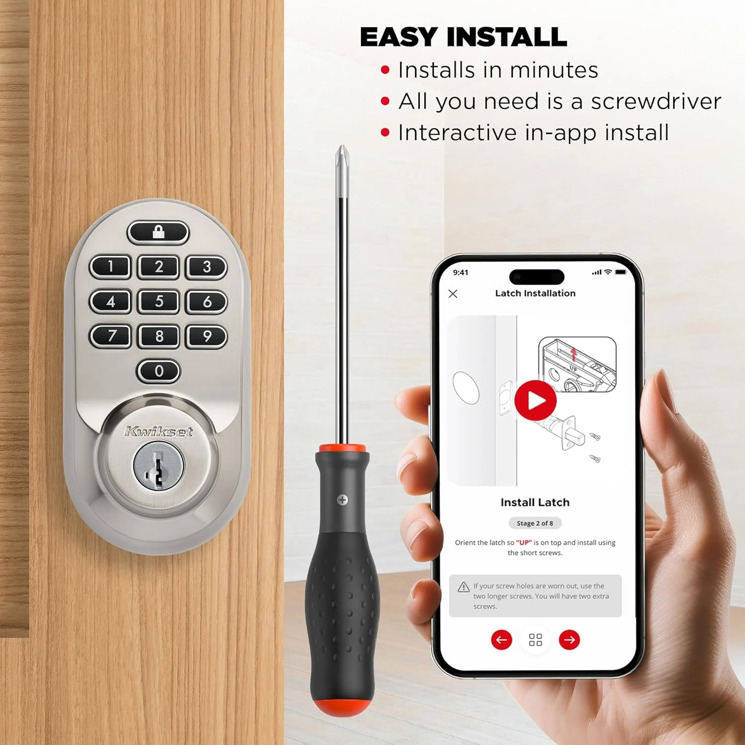 Kwikset Halo Wi-Fi Smart Lock installed on a modern front door, showcasing its aesthetic appeal