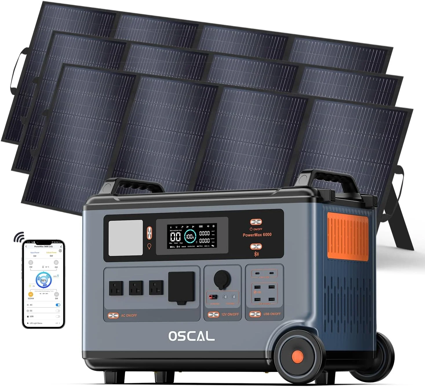OSCAL PowerMax 6000 portable power station with multiple outlets