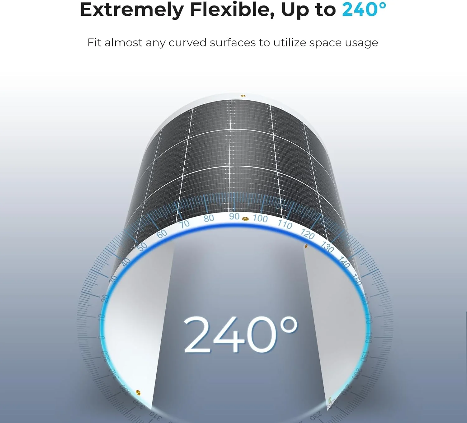Demonstration of the Renogy 100 Watt Flexible Solar Panel bending to conform to a curved surface