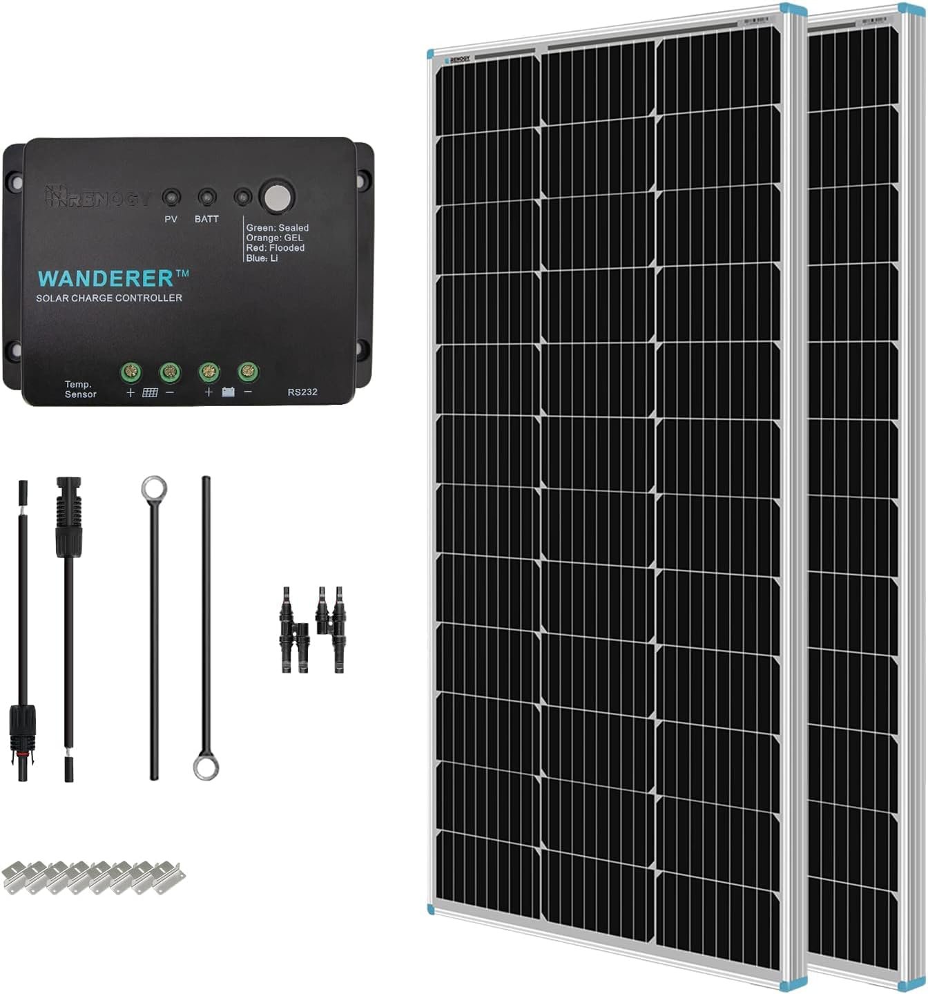 Renogy 200 Watt 12 Volt Monocrystalline Solar Panel Starter Kit