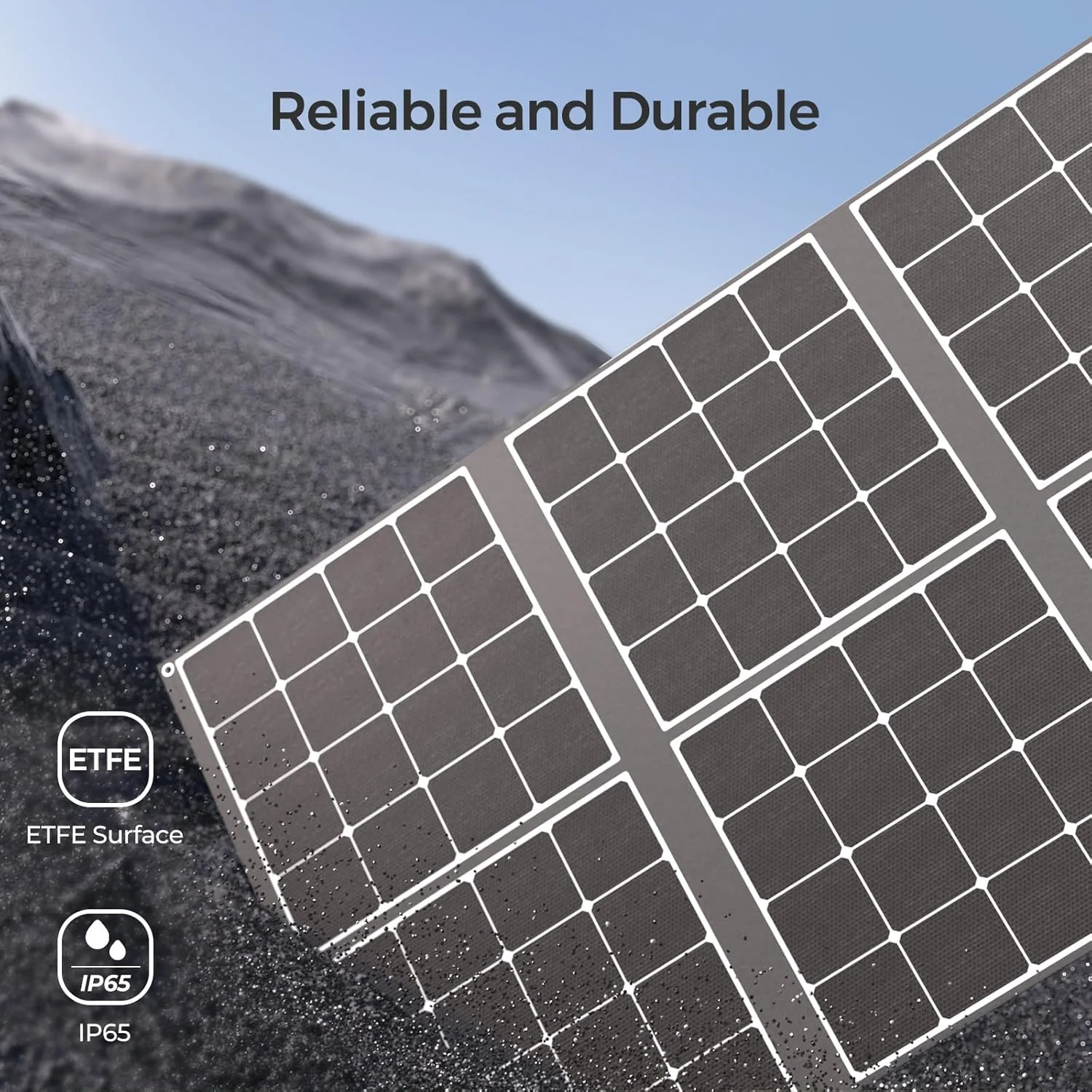 The Renogy 400W solar panel connected to a portable power station, demonstrating its role in an off-grid setup.