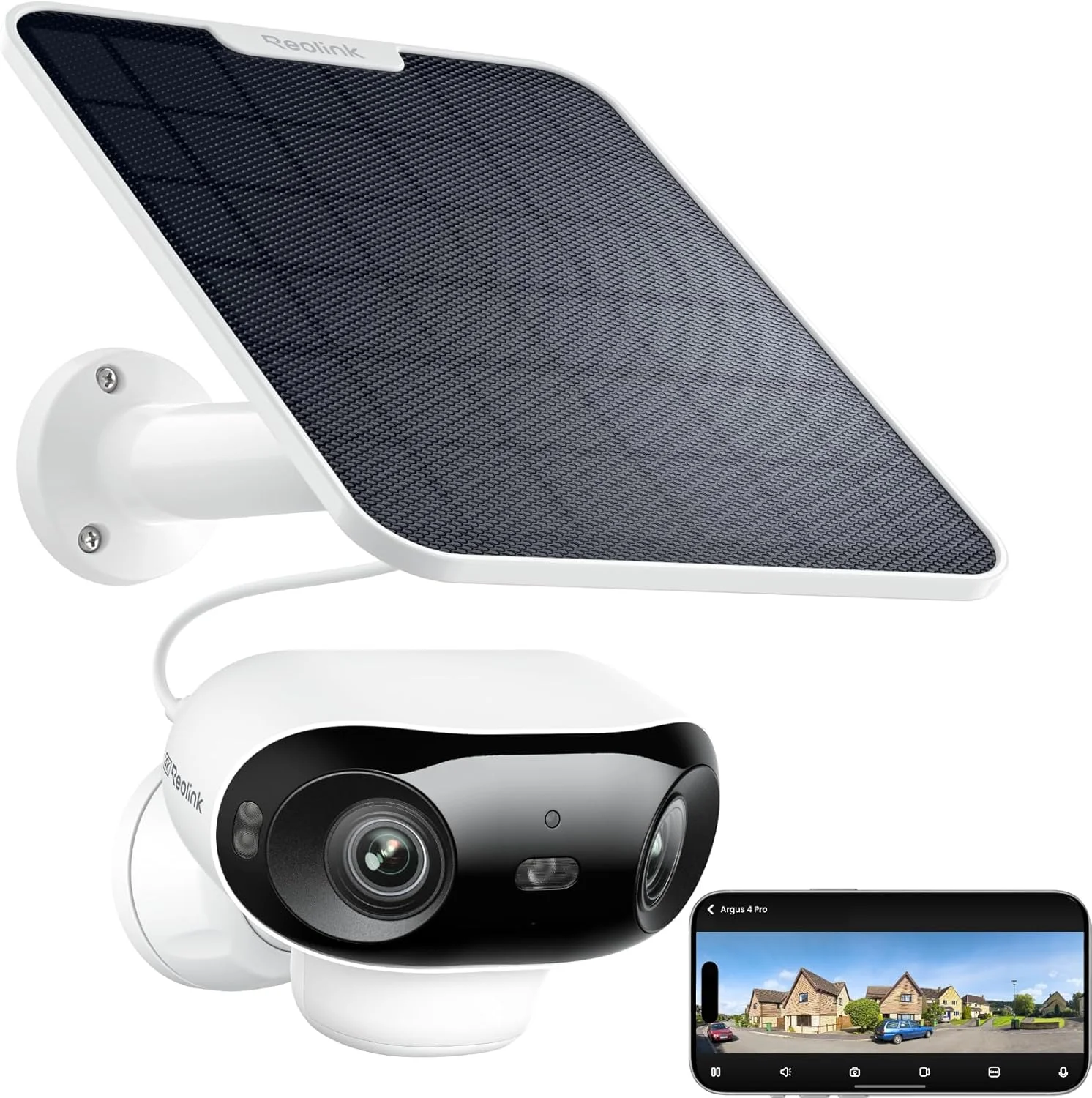 Reolink Argus 4 Pro 4K dual-lens camera showing wide field of view