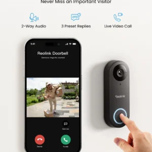 REOLINK Video Doorbell WiFi Camera - Wired 2K Outdoor, 5G&2.4G WiFi, 4:3 Wide View Angle, Smart Detection, Local Storage, No Subscription Front Door Home Security, Customized Reolink Chime view 3