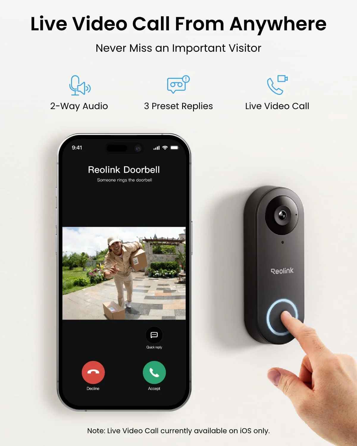 Dual-band WiFi and waterproof design of Reolink doorbell