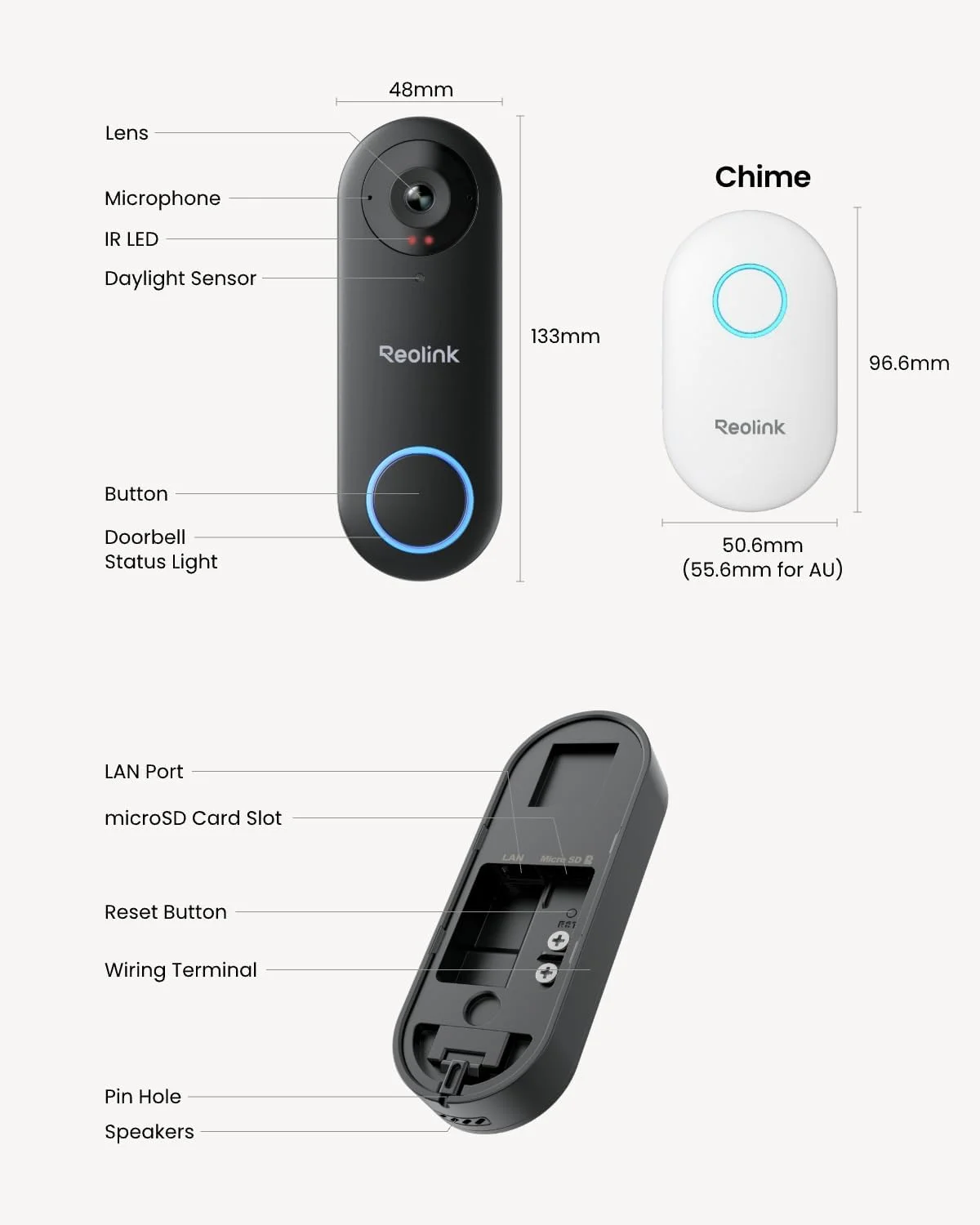 REOLINK Video Doorbell WiFi Camera - Wired 2K Outdoor, 5G&2.4G WiFi, 4:3 Wide View Angle, Smart Detection, Local Storage, No Subscription Front Door Home Security, Customized Reolink Chime