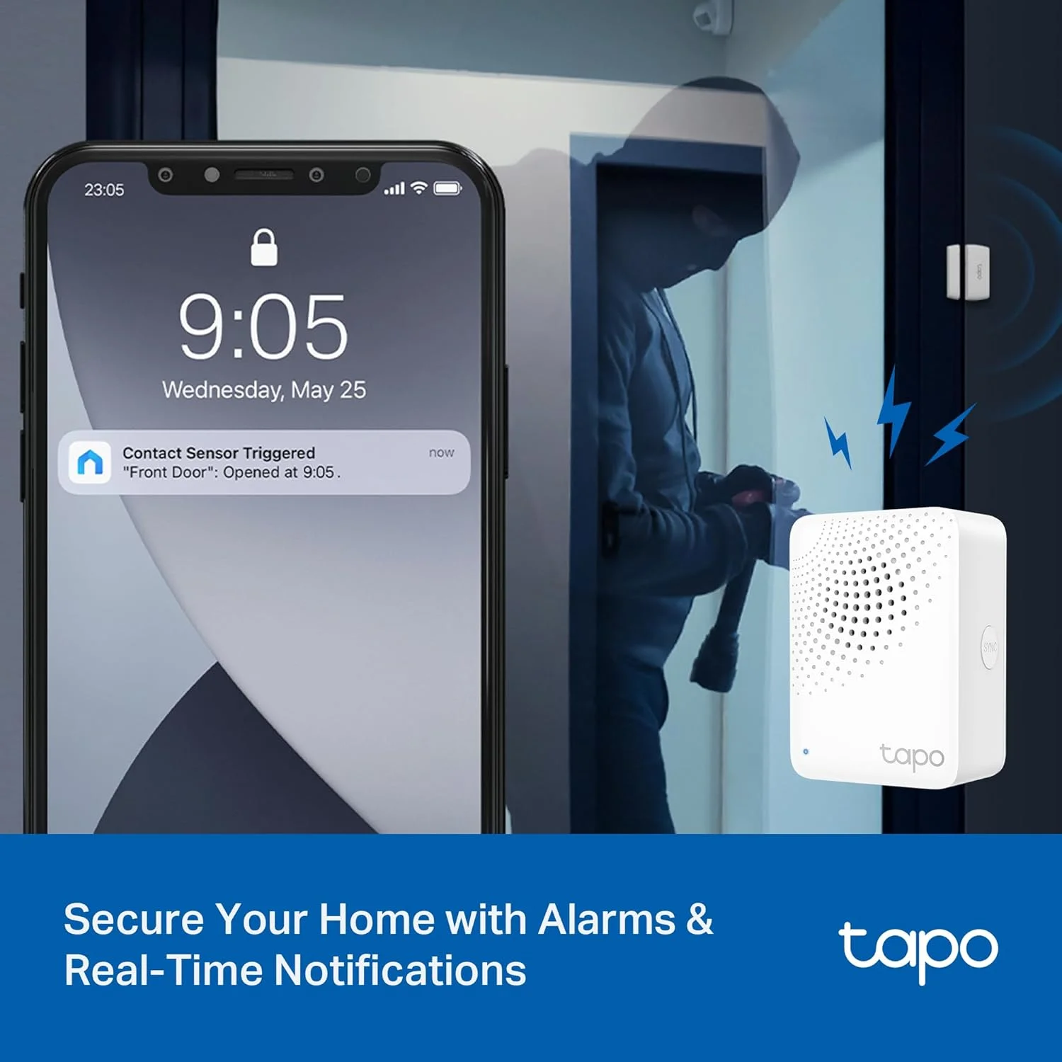 Close-up of Tapo T110 contact sensor installation