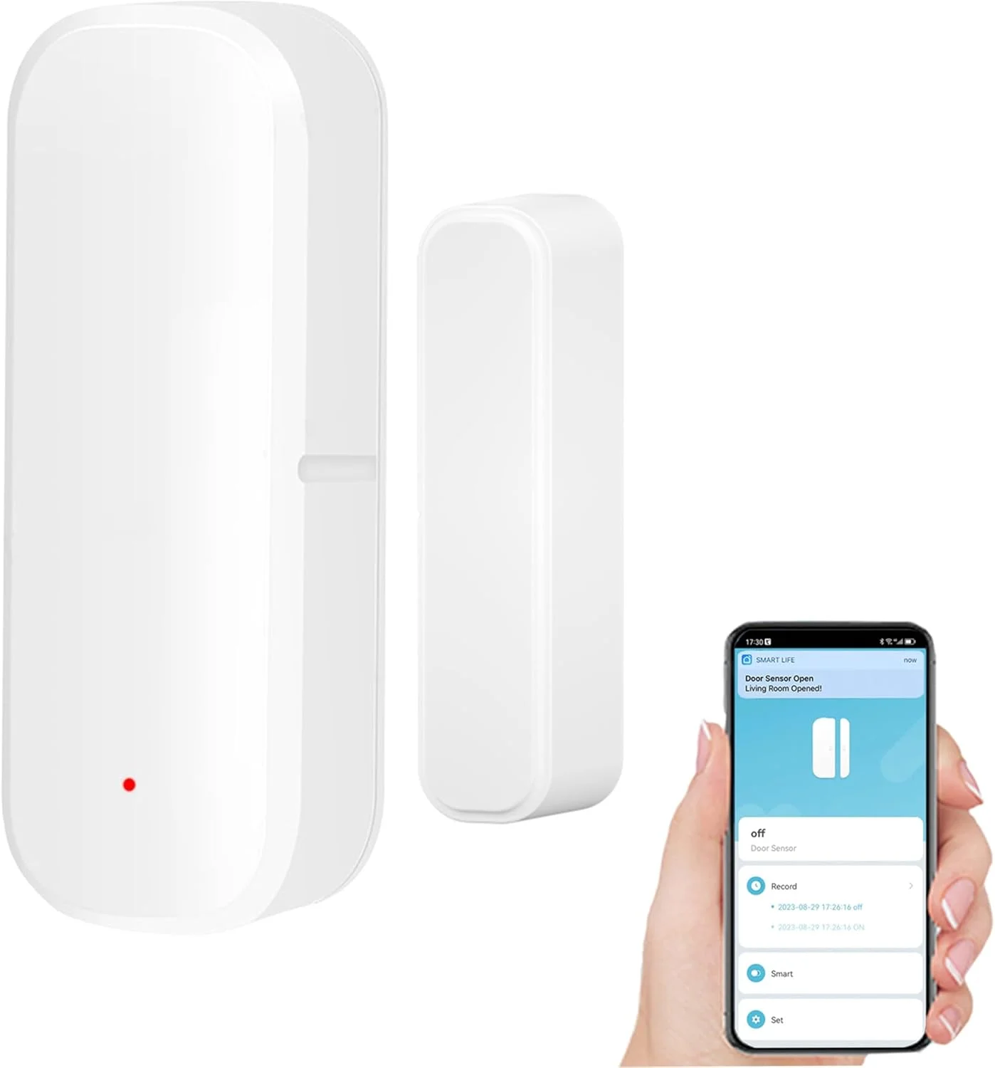 Tuya Smart WiFi Door Sensor mounted on a door frame