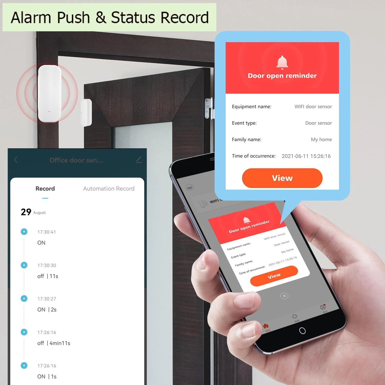Close-up of 3M adhesive backing on Tuya Smart WiFi Door Sensor