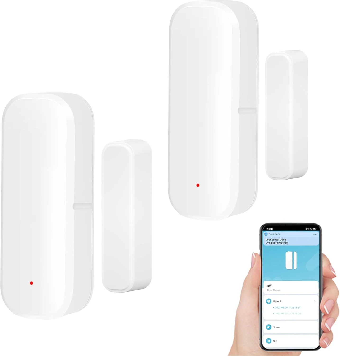 Diagram illustrating Tuya Smart WiFi Door Sensor's connection to WiFi router and smartphone