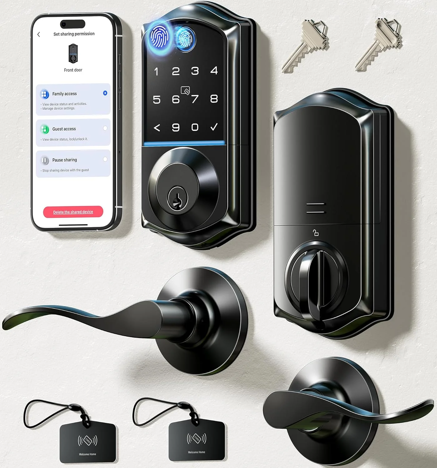 Veise VE017-L smart lock with multiple access methods displayed