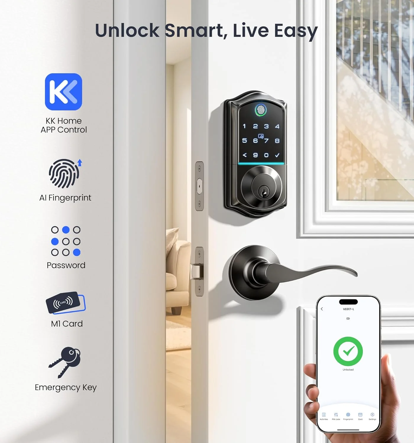 Close-up of Veise VE017-L fingerprint sensor and keypad