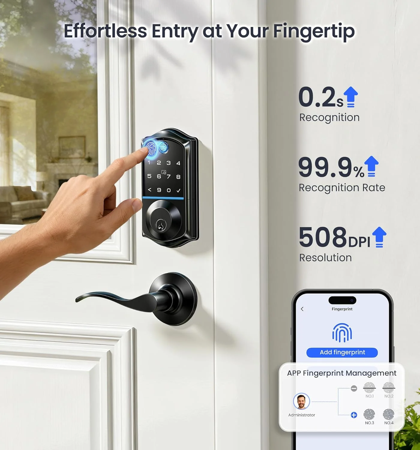 Veise VE017-L smart lock with Type-C emergency power port visible