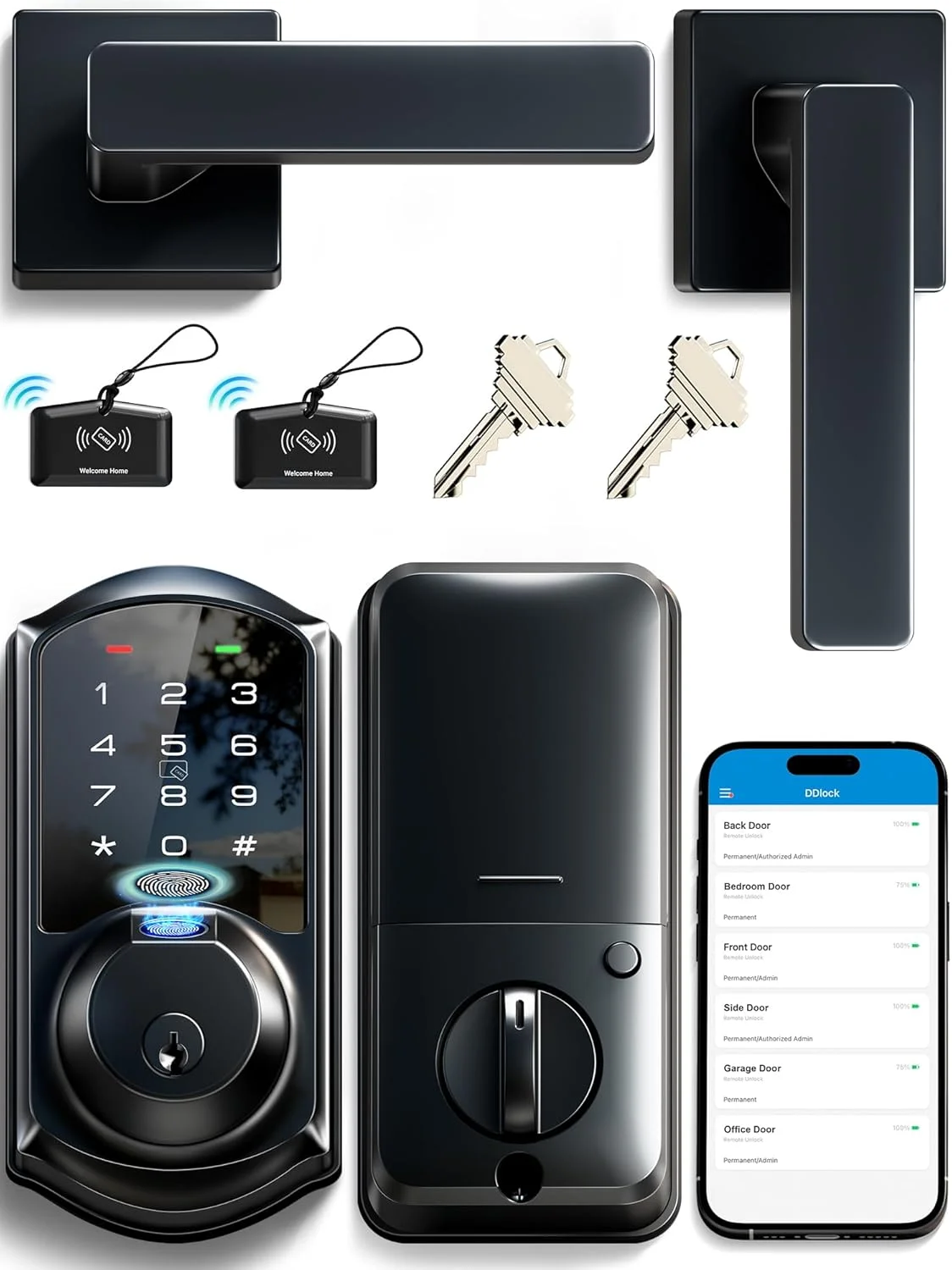 Veise VE07-L smart lock with multiple access options displayed