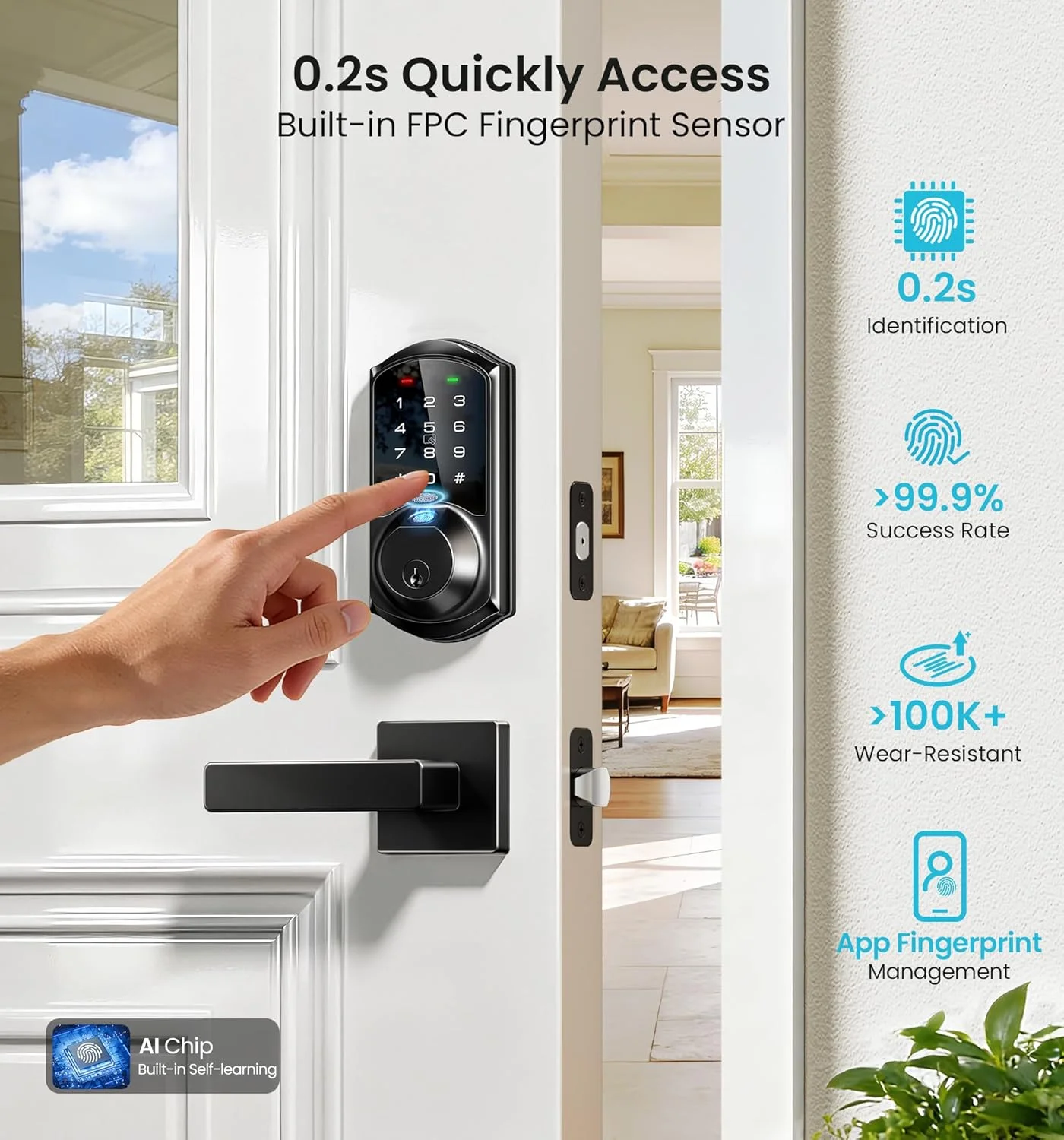 Durable zinc alloy construction of the Veise VE07-L smart lock