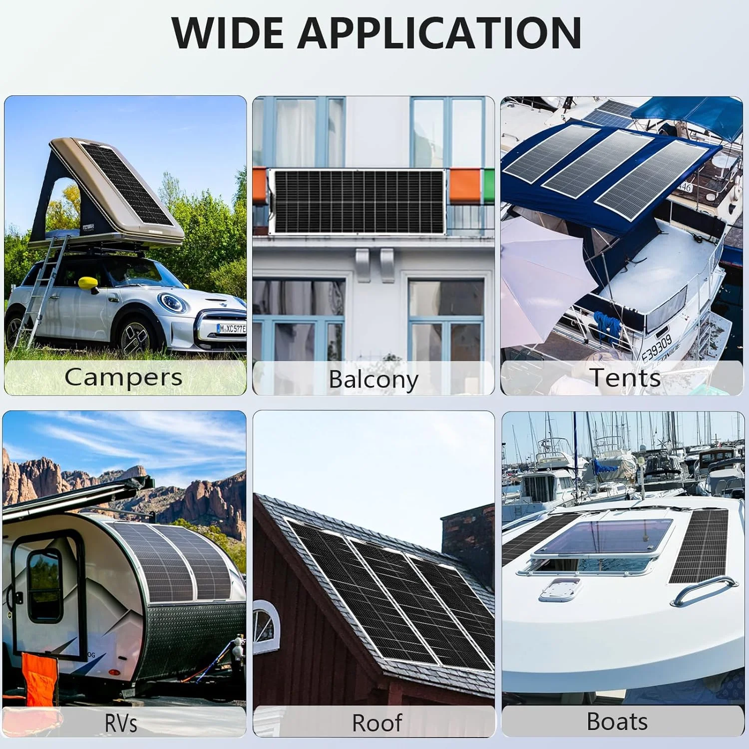 XINPUGUANG 200W Flexible Solar Kit installed on an RV roof