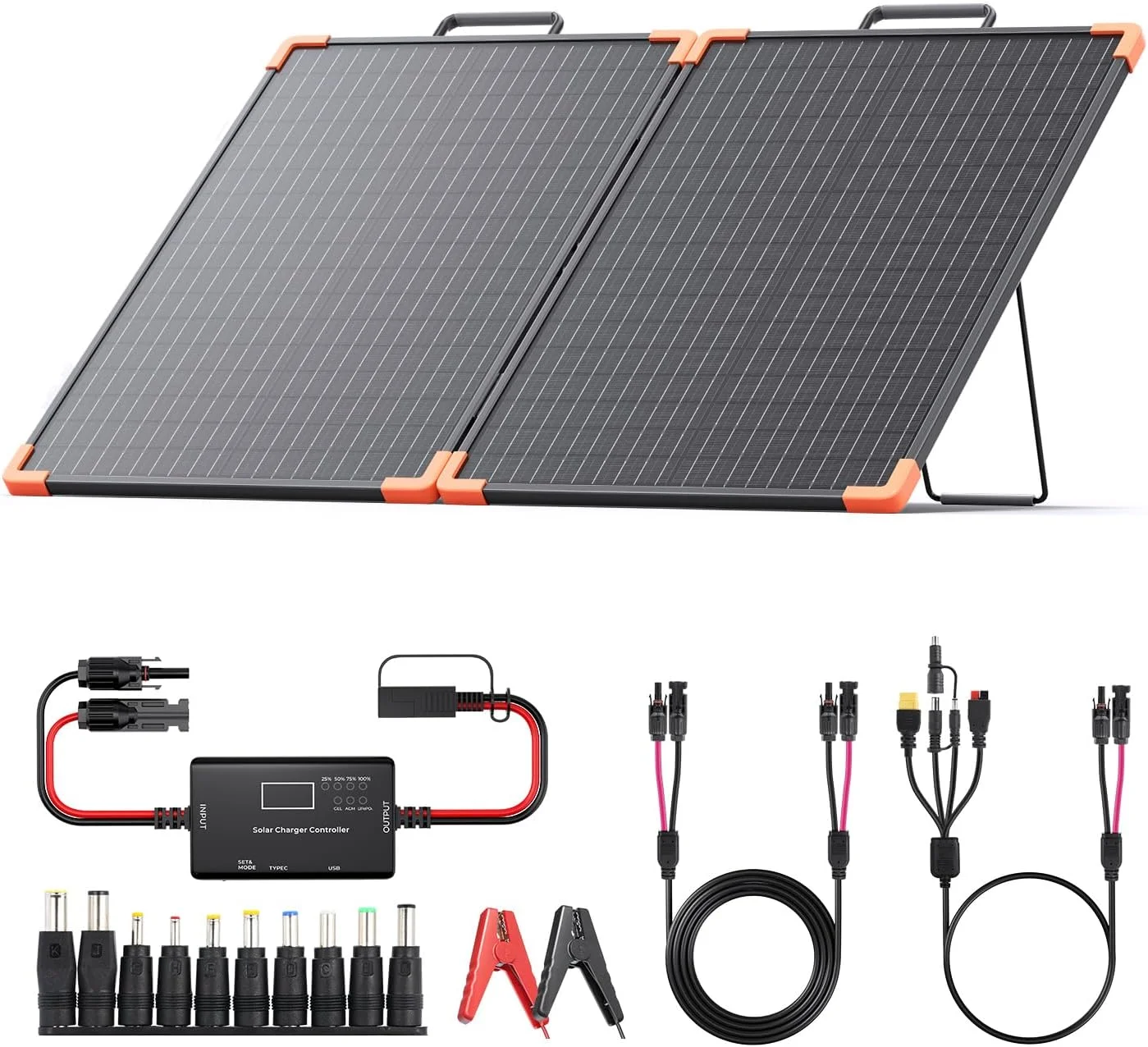 ZOUPW 100W Portable Solar Panel unfolded showcasing its surface