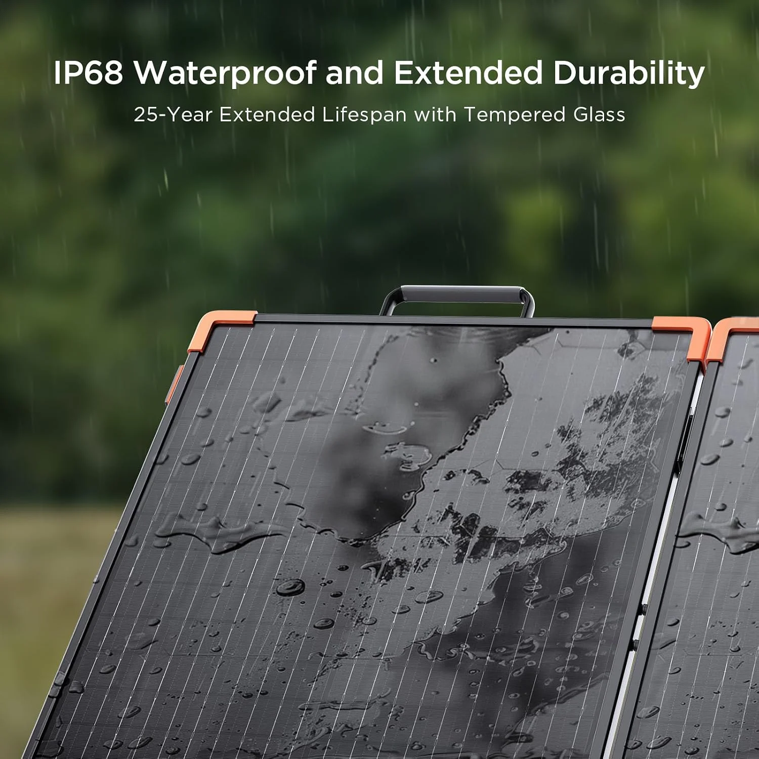 The ZOUPW 100W Portable Solar Panel angled towards the sun in an outdoor setting
