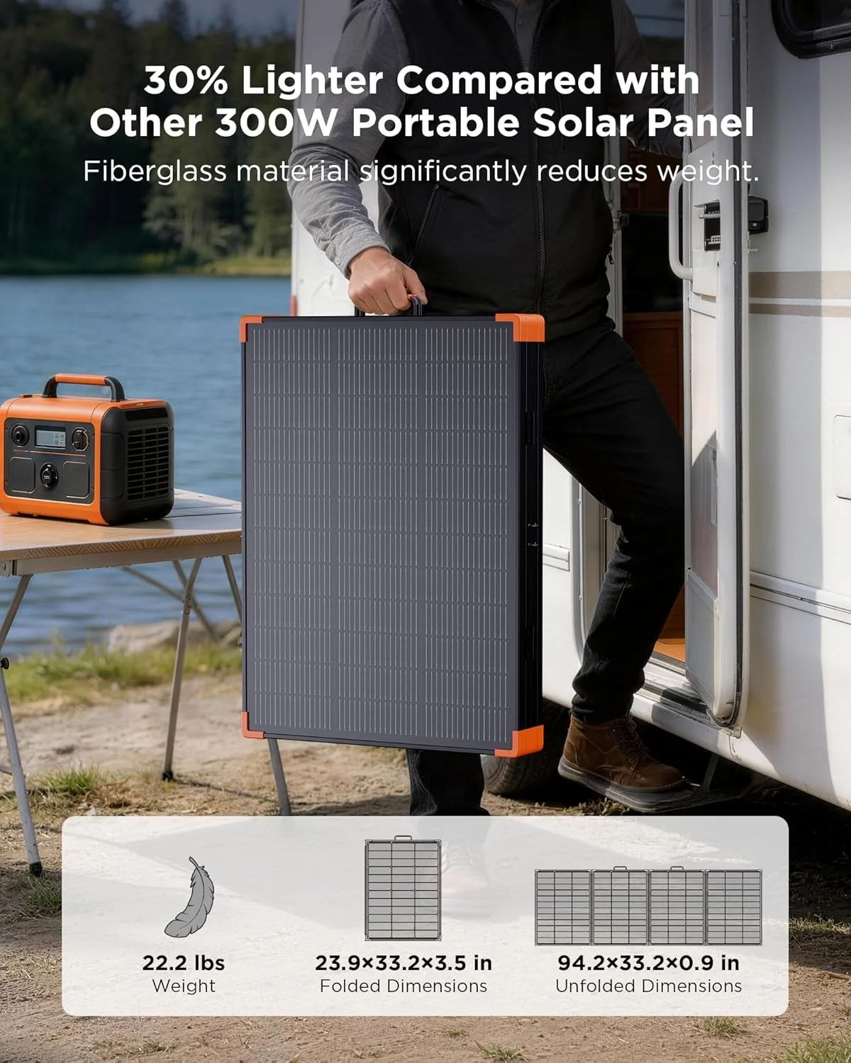 ZOUPW 350W Portable Solar Panel with kickstands deployed