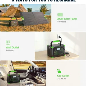 1000W Portable Power Station, 999Wh Solar Generator Backup Battery with Pure Sine Wave, Solar/AC/Car Chargable for Camping, RV, Home Emergency & Outdoor Adventures view 7