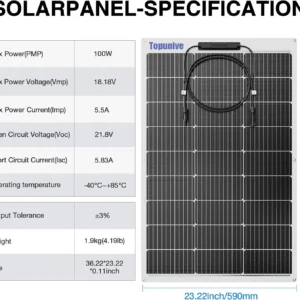 100W 12V Flexible Solar Panel 9BB Monocrystalline Cell 12 Volt Semi-Flexible for Marine RV Trailer Boat Cabin Van Car Uneven Surfaces 12V Battery Charge view 2