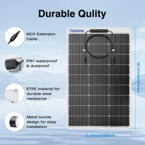 100W 12V Flexible Solar Panel 9BB Monocrystalline Cell 12 Volt Semi-Flexible for Marine RV Trailer Boat Cabin Van Car Uneven Surfaces 12V Battery Charge view 4