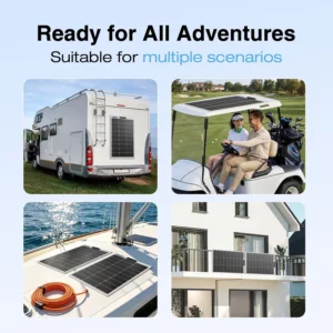 100W 12V Flexible Solar Panel 9BB Monocrystalline Cell 12 Volt Semi-Flexible for Marine RV Trailer Boat Cabin Van Car Uneven Surfaces 12V Battery Charge view 6