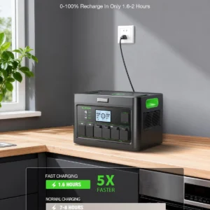 2400W Portable Power Station with 2x100W Solar Panel (Ship Separately) | 1843.2Wh LiFePO4 Battery Backup for Home Use,Solar Generator,4 AC Outlets Up to 2400W, for Outdoor,Off-Grid Living,RV Trip view 5