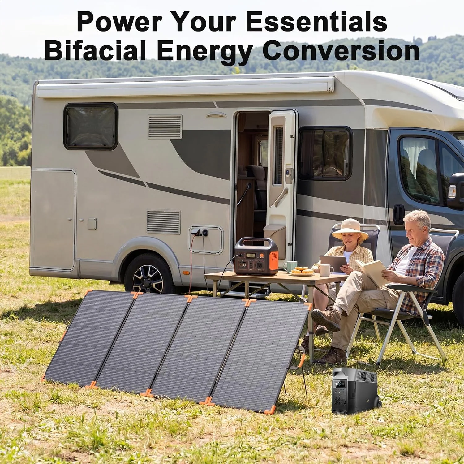 Close up of bifacial solar cell technology