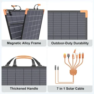400W Bifacial Portable Solar Panel, 33V Lightweight Foldable Solar Charger for Power Station, IP68 Waterproof High Efficiency with Adjustable Kickstands for Camping RVs Home Backup view 6
