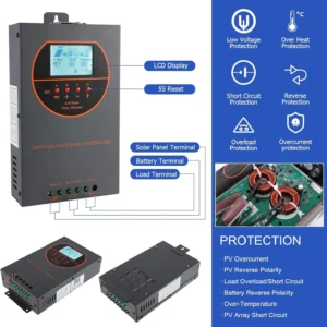40A MPPT Solar Charge Controller, 12V/24V/36V/48V Auto Recognition, Max 160V PV Input, LCD Display Intelligent Voltage Regulator, Compatible with AGM, Gel, Flooded and Lithium Batteries view 3
