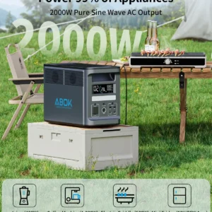 ABOK Ark2000 Portable Power Station with Asp400 400W Solar Panels, 1536Wh LiFePO4 Solar Generator Kit, 2000W AC Output, Expandable to 4.6kWh, 1.3 Hr 0-100%, UPS, App for Emergency, RV, Off-Grid view 7