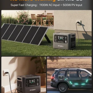 AFERIY 2048Wh Portable Power Station 2400W (Peak 4800W),P210 LiFePO4 Battery Generator,AC Fast Charging, 12V/25A XT60 DC output port,UPS Power Outages,Home Backup,Camping(Solar Panel Optional) view 2